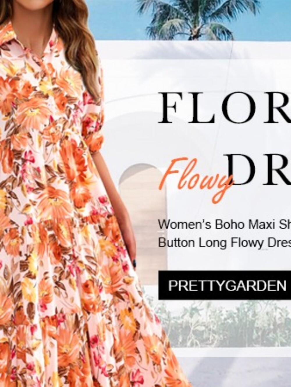 Pretty Garden Women's Orange Floral Maxi Dress L